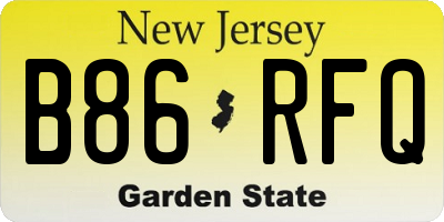 NJ license plate B86RFQ