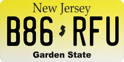 NJ license plate B86RFU