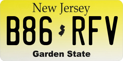 NJ license plate B86RFV