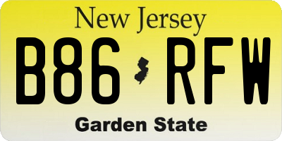 NJ license plate B86RFW