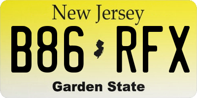 NJ license plate B86RFX