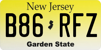 NJ license plate B86RFZ