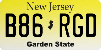 NJ license plate B86RGD