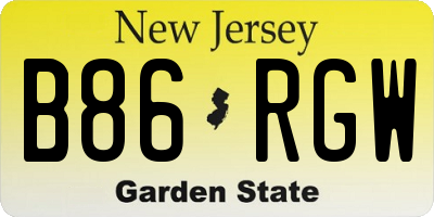 NJ license plate B86RGW