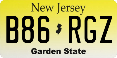 NJ license plate B86RGZ