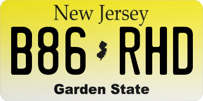 NJ license plate B86RHD