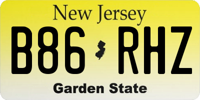 NJ license plate B86RHZ