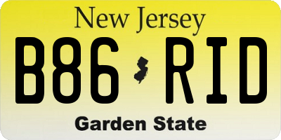 NJ license plate B86RID