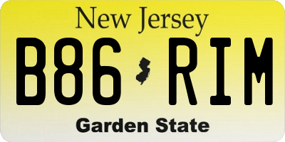 NJ license plate B86RIM