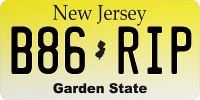 NJ license plate B86RIP