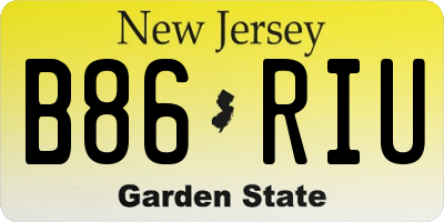 NJ license plate B86RIU