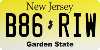 NJ license plate B86RIW