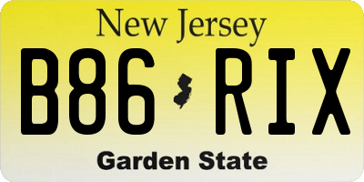 NJ license plate B86RIX