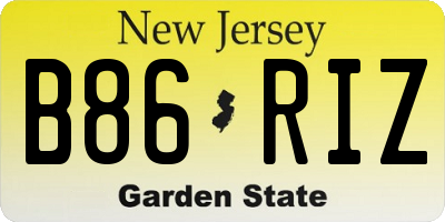 NJ license plate B86RIZ