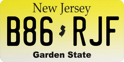 NJ license plate B86RJF