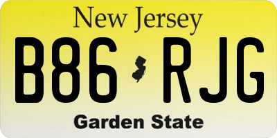 NJ license plate B86RJG