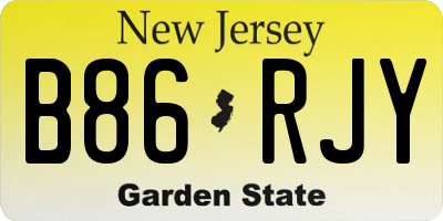 NJ license plate B86RJY