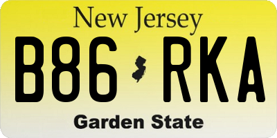 NJ license plate B86RKA