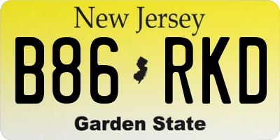 NJ license plate B86RKD
