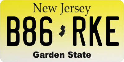 NJ license plate B86RKE