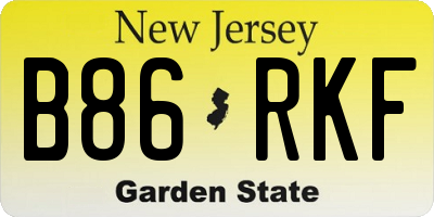 NJ license plate B86RKF
