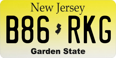 NJ license plate B86RKG