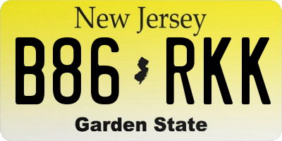 NJ license plate B86RKK