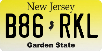 NJ license plate B86RKL