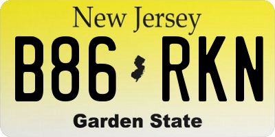 NJ license plate B86RKN