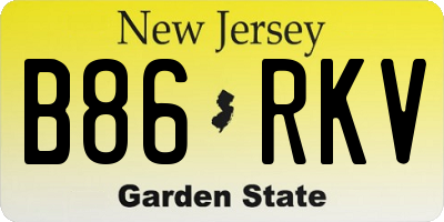 NJ license plate B86RKV