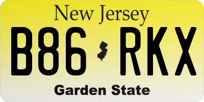 NJ license plate B86RKX