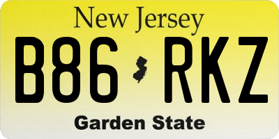 NJ license plate B86RKZ