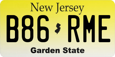 NJ license plate B86RME