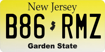 NJ license plate B86RMZ