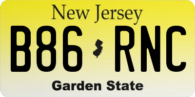 NJ license plate B86RNC