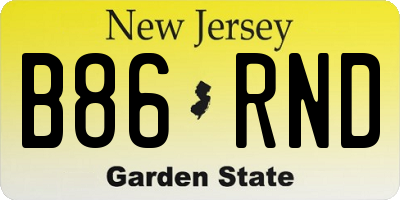 NJ license plate B86RND