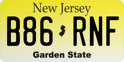 NJ license plate B86RNF