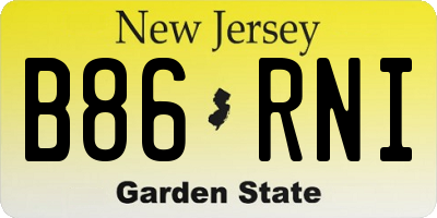 NJ license plate B86RNI