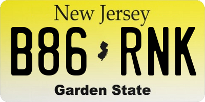 NJ license plate B86RNK