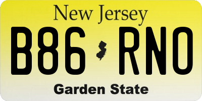 NJ license plate B86RNO