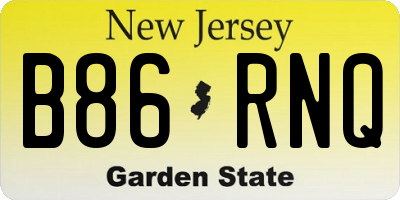 NJ license plate B86RNQ