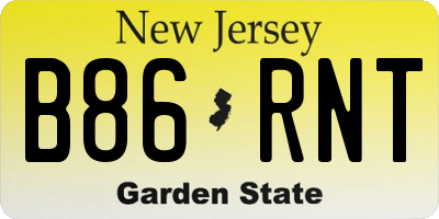 NJ license plate B86RNT