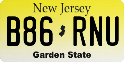 NJ license plate B86RNU