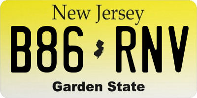 NJ license plate B86RNV