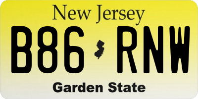 NJ license plate B86RNW