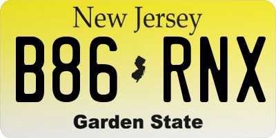 NJ license plate B86RNX