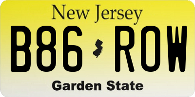 NJ license plate B86ROW