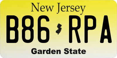 NJ license plate B86RPA