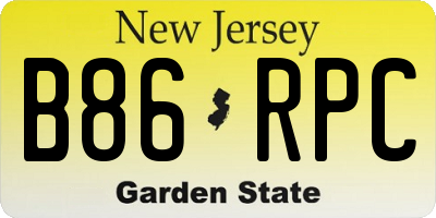 NJ license plate B86RPC