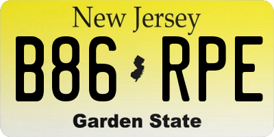 NJ license plate B86RPE